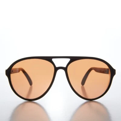 Klassische schwarze Pilotensonnenbrille mit Kupfergläsern - Flores - Bild 1 von 3