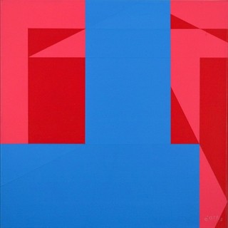 VOLKER LEONHARDT OIL PAINTING ABSTRACT RED PINK BLUE PATTERN MINIMALISM RRP: €1200