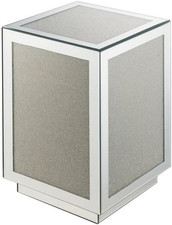 Noralie Mirrored Square Accent Table with Glass Top & Faux Diamonds