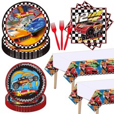 102 Pcs Hot Race Car Themed Party Supplies,Wheel Game Birthday Party Tablewar...