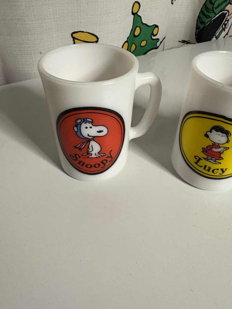 3pc-Vintage Avon Milk Glass Child Mugs Snoopy Lucy Charlie Brown
