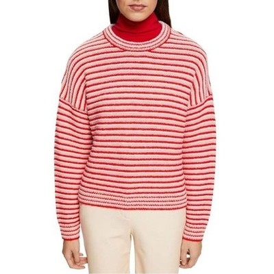 Esprit Women Candy Cane Red Stripe Wool Blend Christmas Sweater S Boxy Oversize