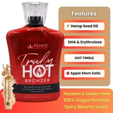 Hempz Truly HOT Bronzer Tingle Sizzling Dark Tanning Bed Lotion Indoor Outdoor