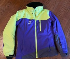 Rossignol Girls Purple Gray Lime Green Winter Full Zip Ski Jacket Size 12