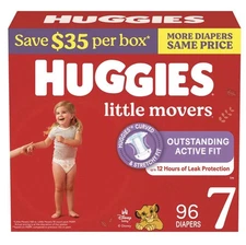 Huggies Little Movers Baby Diapers Size 7 (41+ lbs) 96 Count - NEW & SEALED