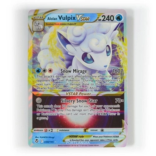 Pokemon - Alolan Vulpix VSTAR - 034/195 - SWSH Silver Tempest - Half Art Card