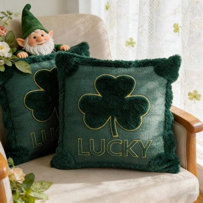 RumonZS St Patricks Day Shamrock Throw Pillow 1'' x (Pack of 2), Green 