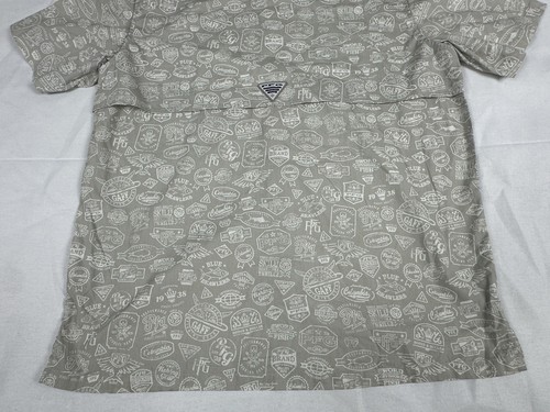 Columbia PFG Omni-Shade Shirt Men's Large Gray Fish Print Vented Fishing - Picture 10 of 13