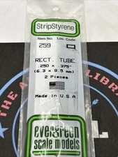 Evergreen Scale. Polystyrene Strips. 14" 259 Rectangle Tube .250 X .375 (2)