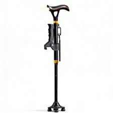 Foldable Walking Cane for Seniors with Dual Handle, LED Light Alarm Quad ...