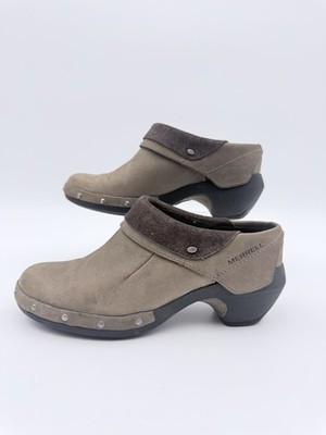 Merrell  Womens Drizzle Studded Mule Clogs Brown Leather Heels J56086 Size 7