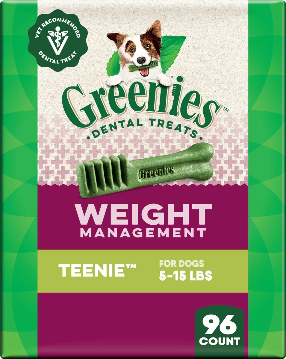 Greenies Weight Management Natural Teenie Dental Dog Treats, 96 count