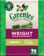 Greenies Weight Management Natural Teenie Dental Dog Treats, 96 count