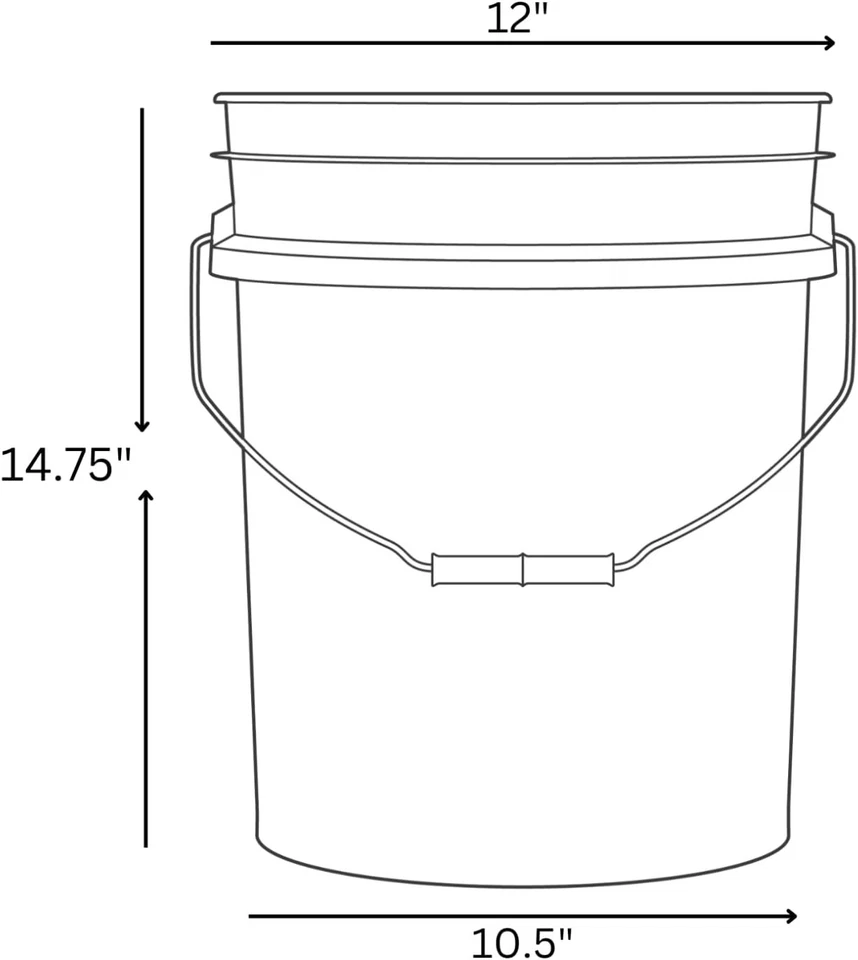 Plastic Bucket Pail Food Grade 5 Gallon Pack of 3 with Blue Lid Food Storage - Image 4 of 4