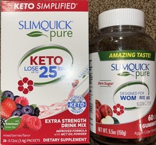  2 PK SLIMQUICK 60 Gummies/26 Drink Mix Packets Weight Loss FAST FREE SHIP