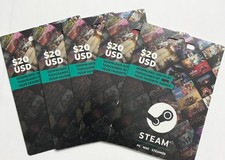 ( 5 ) $20.00 Steam Gift Card Pc Prepaid Gift Cards Total value $100.00