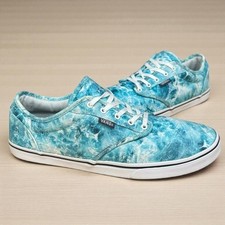 VANS Blue Aqua White Tye Dye Splash Sneakers Surfer Skater Shoes Women  s Size 10