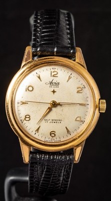 Avia de Luxe vergoldete Herren Automatik Vintage Schweizer Uhr -- funktioniert