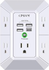 Surge Protector Wall Charger 5 Outlet 4 USB Ports
