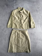 Valentino Roma Vintage Suit IT42 US8 Cream Silk Blend Ruffled Blazer Skirt 00s