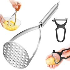 Best Stainless Steel Potato Masher With Vegetable Peeler Set Mashed & Non-Slip