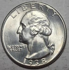 1938 Washington Silver Quarter. Choice Uncirculated. Semi-Key
