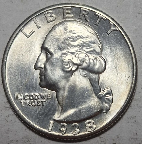 1938 Washington Silver Quarter. Choice Uncirculated. Semi-Key