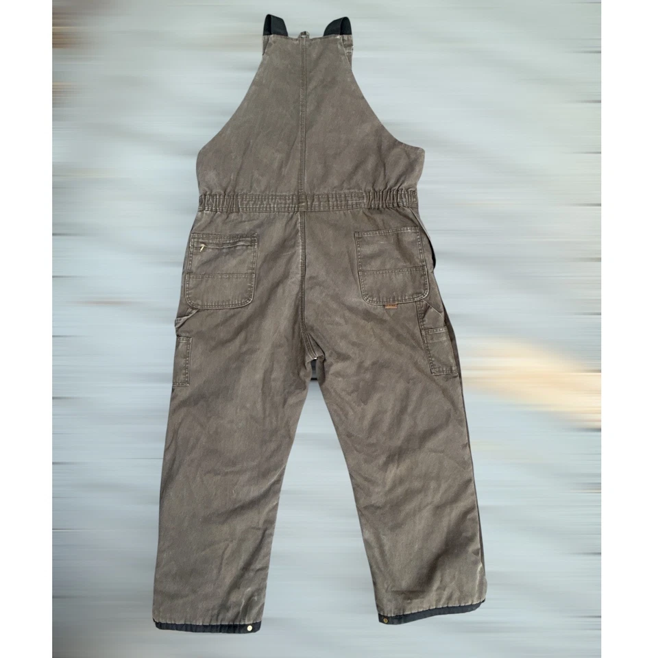 Berne Insulated Duck Canvas Bib Overalls 2X Short B3770D Quilted Lined Workwear - Image 2 of 4