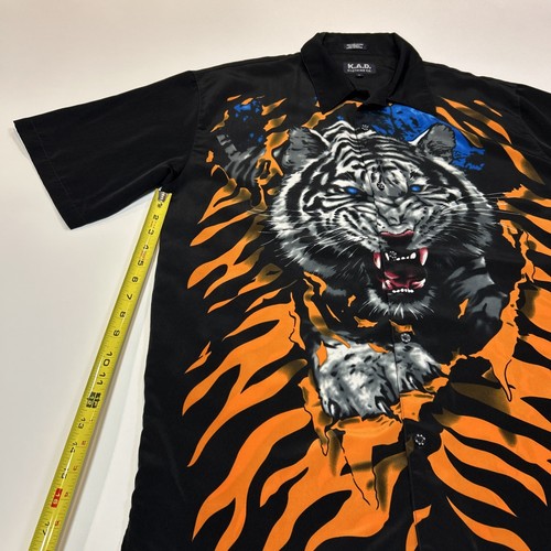 Vintage Tiger Mens Shirt Size Large Black Y2K KAD Clothing Button Up - Picture 9 of 16