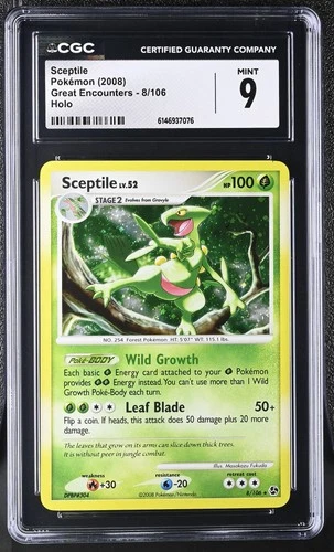 CGC 9 MINT Sceptile 8/106 Great Encounters Holo Pokemon Card