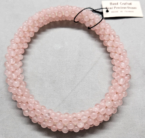 Pulsera de cuarzo rosa con cuentas piedras semipreciosas vintage Carol para Eva Graham - Imagen 7 de 19