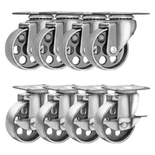 8 Pack Heavy Duty Steel Gray Swivel Plate Caster Wheels  (3.5" Combo)