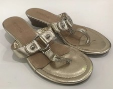 EUC 90 Leather Sperry Top Sider Wedge Thong Flip Flops Sandals Size 7 WORN ONCE