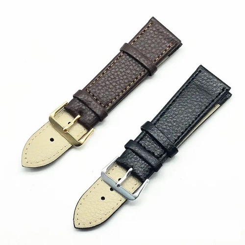 Mens Leather Watch Strap Band Black Brown Buffalo Grain 16mm22mm Replacement eBay