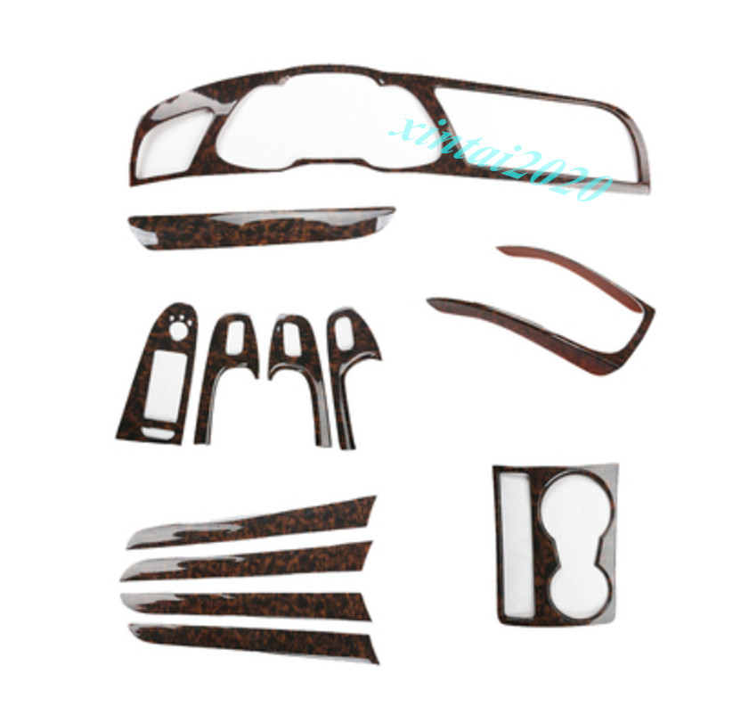 12PCS Car Accessories Peach Wood Grain Trims Kit Cover For Audi A4 B8 2013-2016
