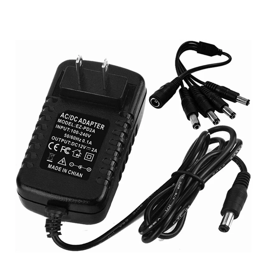 DC 12V 2A Power Supply +4 Split for CCTV Security Camera DVR Zmoda Swann A973