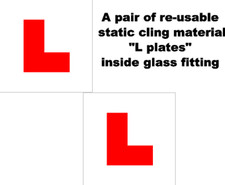 2 X UK Legal L Plates self adhesive re-usable static cling inside glass fitting