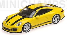 Porsche 911 R Coupe 2016 Yellow + Black Stripe 1:87 Minichamps