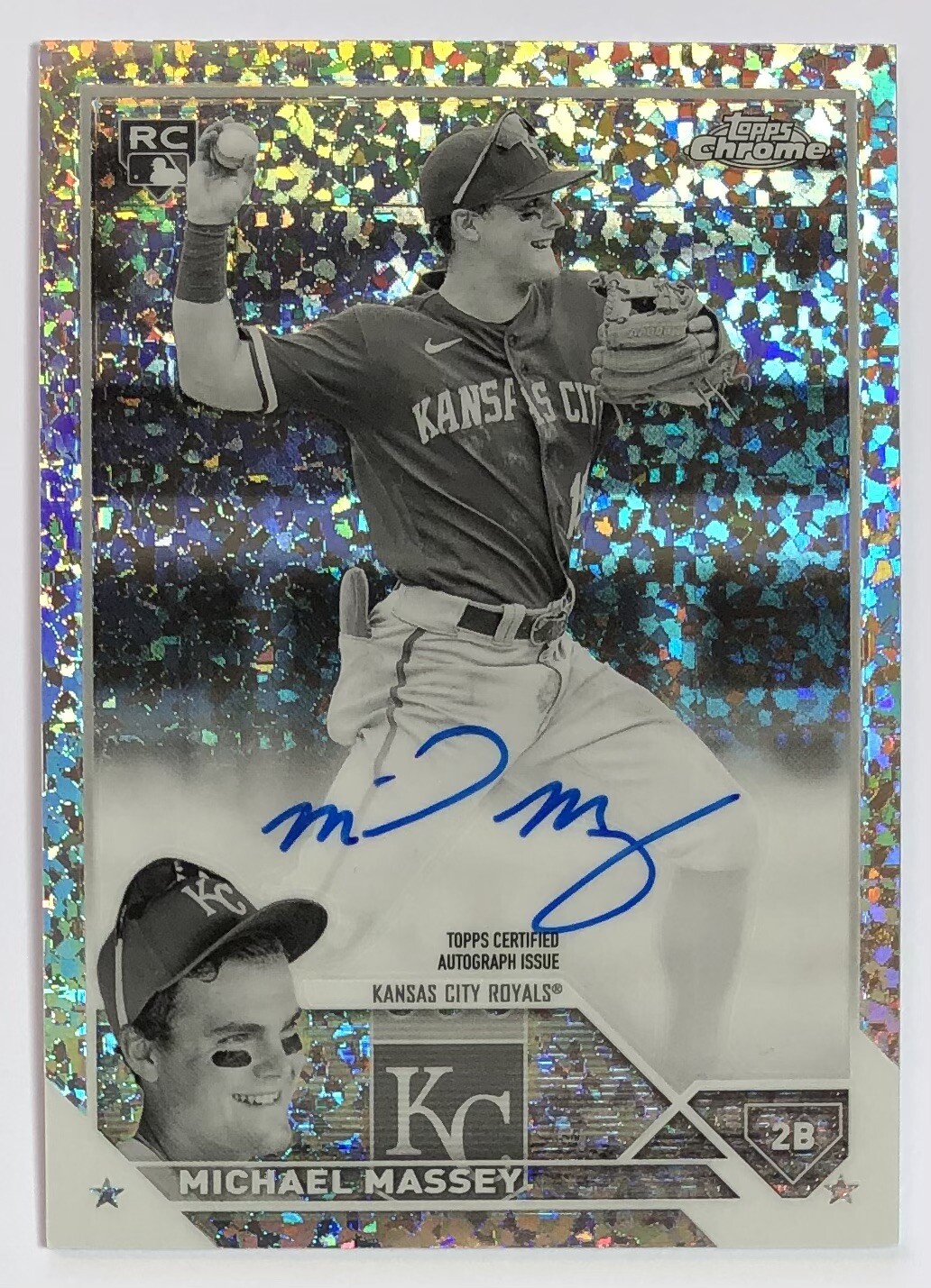 2023 Topps Chrome Michael Massey Black & White Mini Diamond Auto Only 27 Made