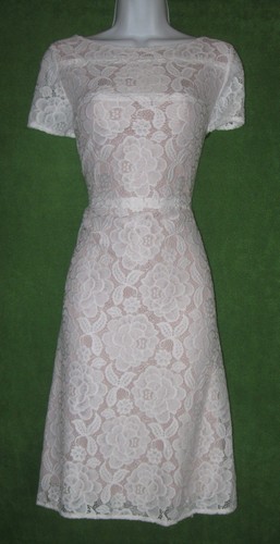 Ivanka Trump Ivory Nude Stretch Lace A-line Social Wedding Dress 10 $128