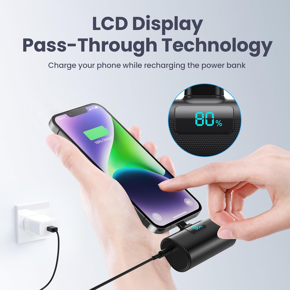 Feob Mini Power Bank Portable Charger 5200mAh For IPhone 16/15 Series,PD USB C Battery Pack With