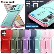 For Motorola Moto G Power Stylus 2025 2024 Hybrid Armor Case Slide Camera Cover