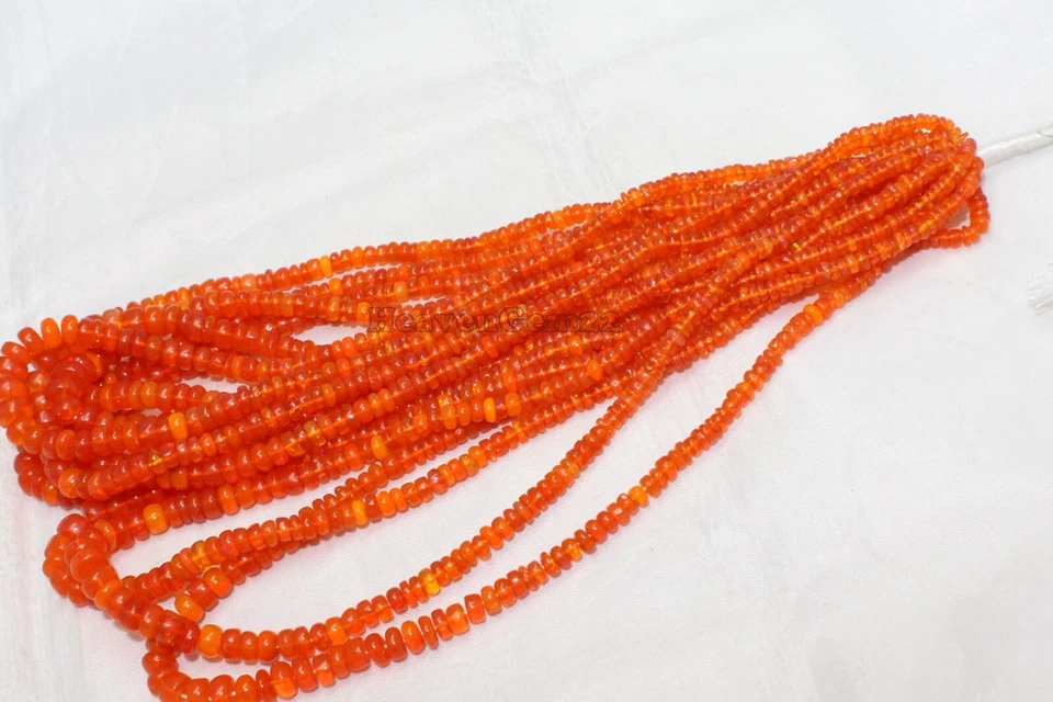 AAA Natural Ópalo Naranja Etíope Suave Rondelle 4-5mm Piedras Preciosas Cuentas 16 Pulgadas Foto 4 de 4