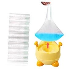 100 Pack Portable Travel Universal Potty Chair Liners with Drawstring Training 