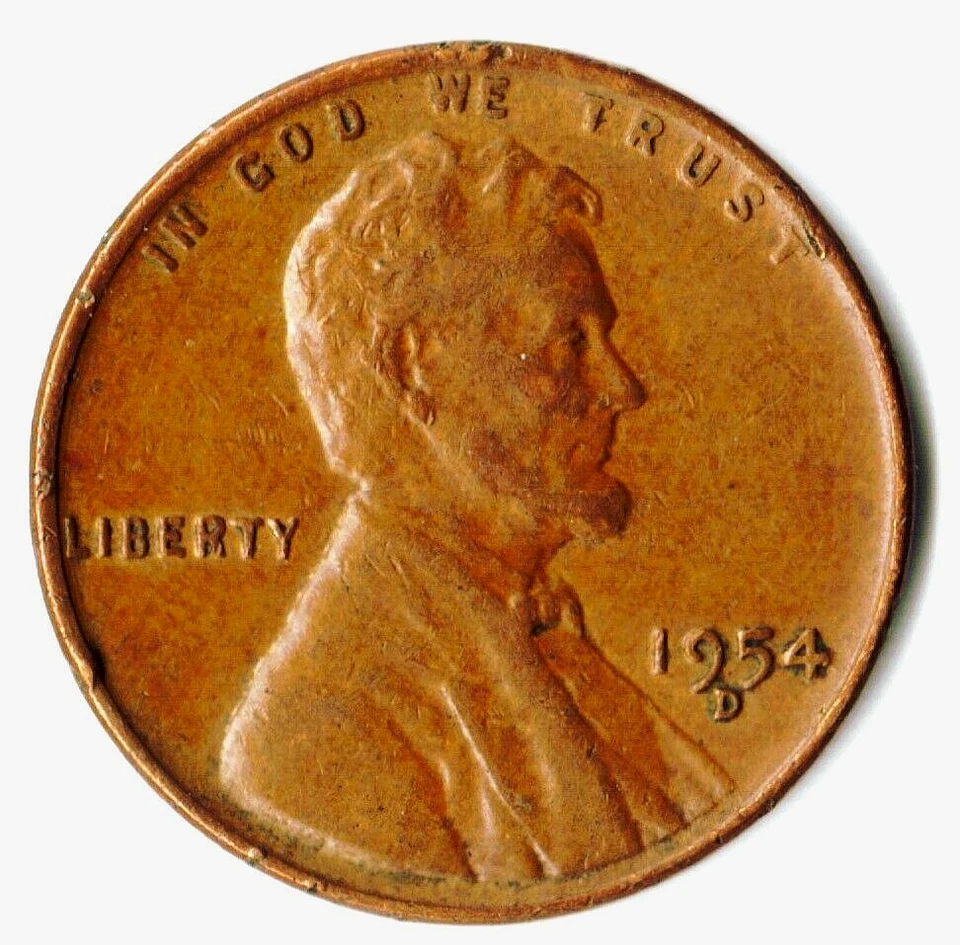1954 D RARE OBVIOUS MISPLACED MINT MARK HIGHER THAN DATE PENNY ONE CENT 1C C52 - Image 2 of 4