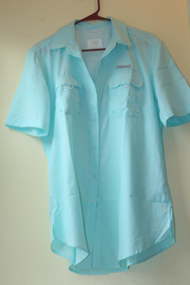OCEAN COAST BEACH MEN  SHIRT SIZE L  TORQUISE COLOR 100% POLYESTER