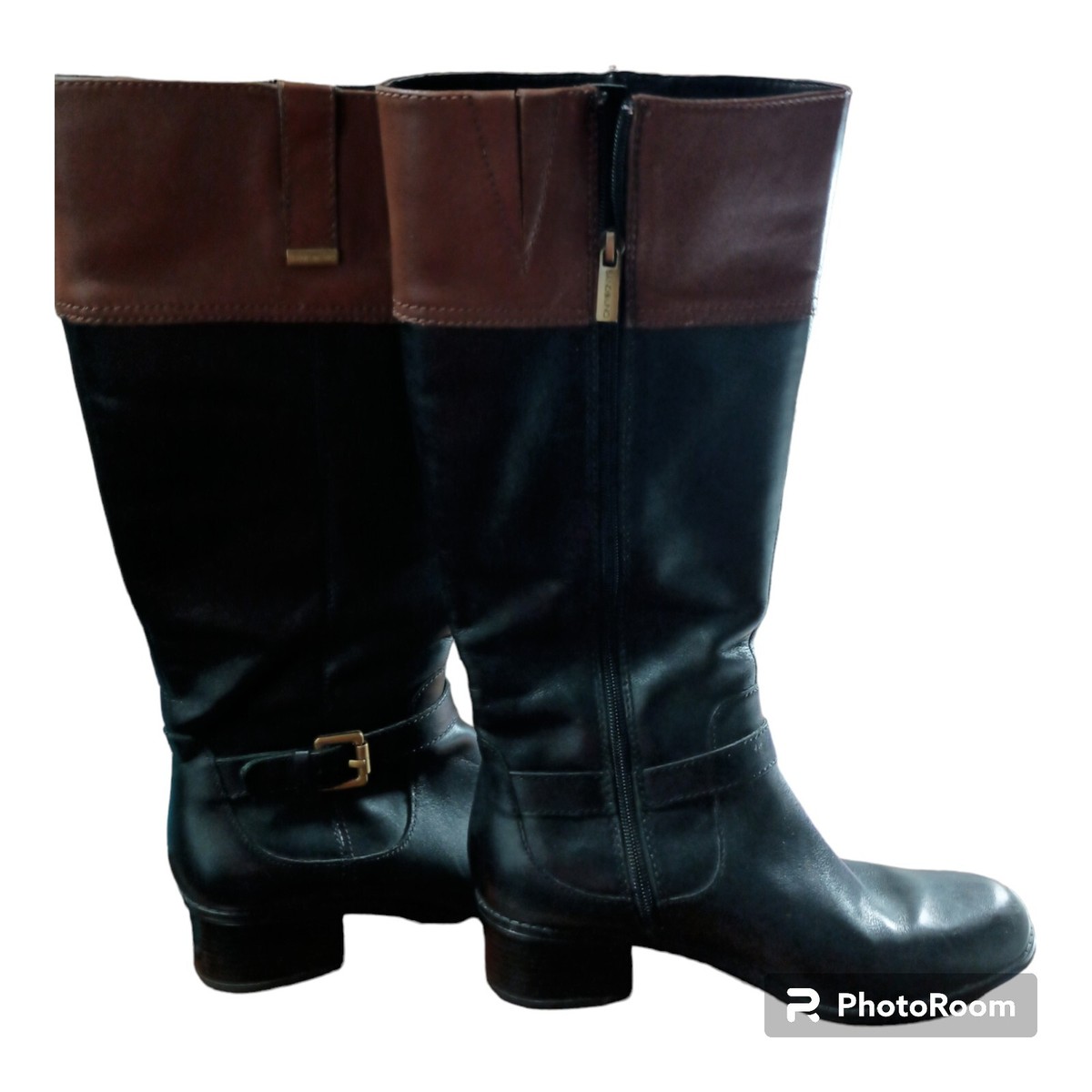 Bandolino Leather Knee High Riding Two Tone Boots CARLLOW