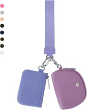 Keychain Wallet Wristlet Wallets for Women Mini Zip Dual Pouch Wristlet