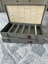 2 Vintage 35mm Slide Storage Boxes Metal Cases Capacity 150 Each 14.75"x7.75"x2"