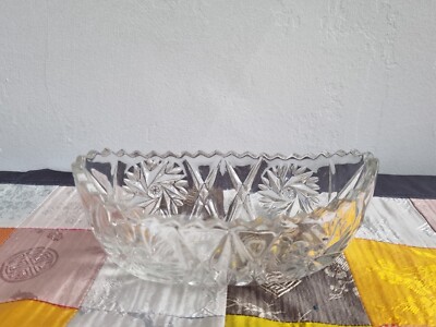 Kristallvase für Süßigkeiten Obst, Vintage Glasschale, Ovale Vase, Böhmischer Kristall 